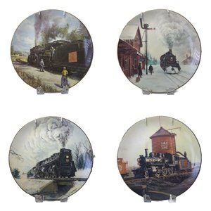 Set of 4 STEAM ON THE CNR Collectors Plates Canadian National Railway CN Rail